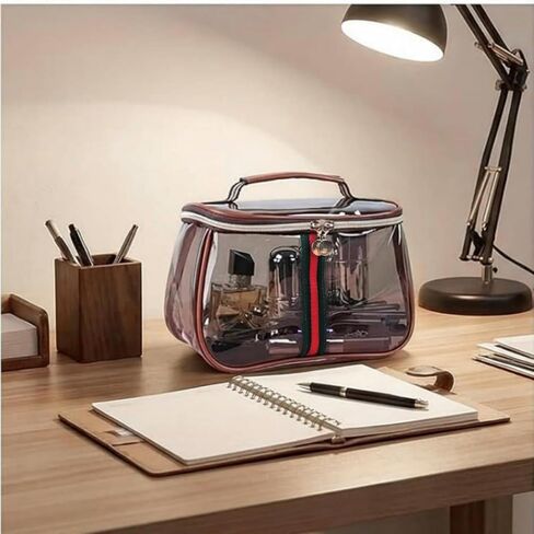 ANIS·KEBBR Large Waterproof Retro Vanity Bag – Transparent Cosmetic Organizer for Women in Saudi Arabia