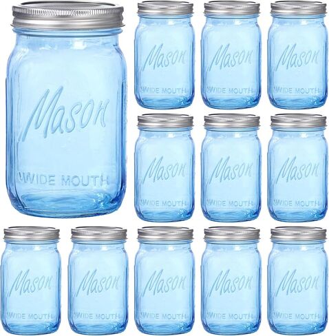 WELLIFE Wide Mouth Mason Jars 32 OZ, 6 Pack Mason Jars for Decor & DIY Crafts, Black Glass Storage Jars, Airtight jar, Fermenting, Pickling, Meal Prep in Saudi Arabia
