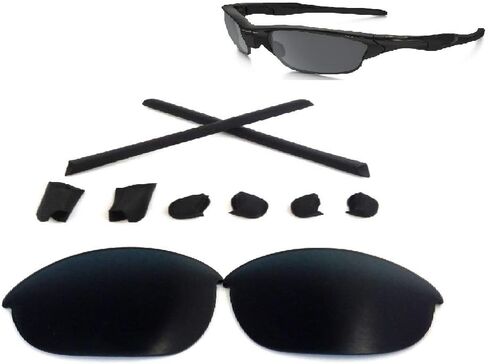 عدسات مستقطبة بديلة من Galaxy + أطقم مطاطية لسترة Oakley Half Jacket باللون الأسود in Kuwait