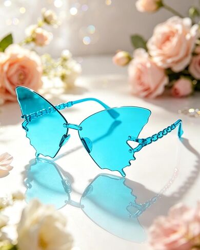 40 Pack Colorful Butterfly Sunglasses Bulk, Wholesale Rimless Butterfly Party Glasses for Adults Unisex in Saudi Arabia