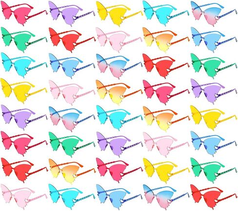 40 Pack Colorful Butterfly Sunglasses Bulk, Wholesale Rimless Butterfly Party Glasses for Adults Unisex in Saudi Arabia