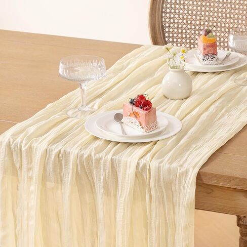 12pcs Sky Blue Cheesecloth Table Runner 10FT Boho Rustic Gauze Cheese Cloth Long Table Runner 35x120 Inch for Summer Wedding Party Bridal Baby Shower Birthday Home Dorm Decor in Kuwait