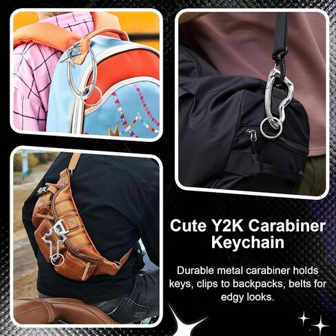 BATHRINS 4PCS Silver Keychain Set with Star & Cross Charms, Classic Metal Key Rings for Keys and Bags in Saudi Arabia