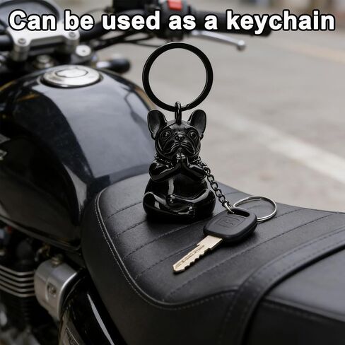 Praying French Bulldog motorcycle for bell Keychain - Stainless Steel motorcycle for bell Guardian Angel for Bikers, Protection Biker Gift for Men Women in Saudi Arabia