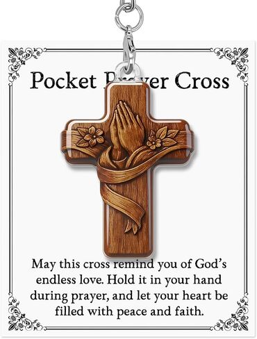 Pocket Prayer Cross Keychain for Women Men, Christian Faith Keepsake Gift, Acrylic Prayer Cross Charm for Keys Bags, Religious Gift for Baptism, Church Group, Daily Reminder in Kuwait