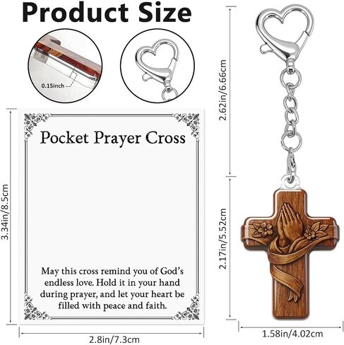 Pocket Prayer Cross Keychain for Women Men, Christian Faith Keepsake Gift, Acrylic Prayer Cross Charm for Keys Bags, Religious Gift for Baptism, Church Group, Daily Reminder in Kuwait