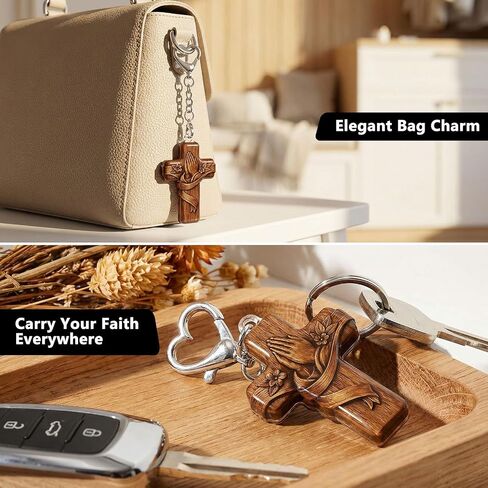 Pocket Prayer Cross Keychain for Women Men, Christian Faith Keepsake Gift, Acrylic Prayer Cross Charm for Keys Bags, Religious Gift for Baptism, Church Group, Daily Reminder in Kuwait