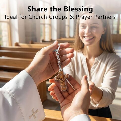 Pocket Prayer Cross Keychain for Women Men, Christian Faith Keepsake Gift, Acrylic Prayer Cross Charm for Keys Bags, Religious Gift for Baptism, Church Group, Daily Reminder in Kuwait