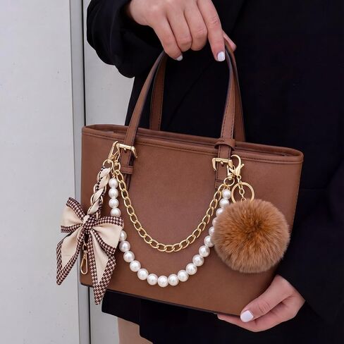 Junkin 9 Pcs Vintage Bag Extender Chain Set Pearl Purse Chains Bag Extender Chain with Bow Ribbon Metal Gold Chains Purse Charms Accessories for Handbags Crossbody Backpack Shoulder Bags in Kuwait