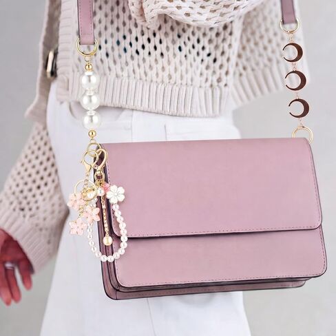 Junkin 9 Pcs Vintage Bag Extender Chain Set Pearl Purse Chains Bag Extender Chain with Bow Ribbon Metal Gold Chains Purse Charms Accessories for Handbags Crossbody Backpack Shoulder Bags in Kuwait