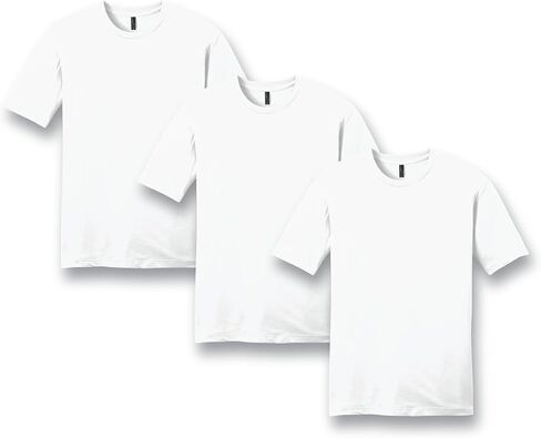 District Unisex Crew Neck T-Shirts 3-Pack, Super Soft Ring Spun 100% Cotton Short Sleeve Undershirts, White, X-Large in Kuwait