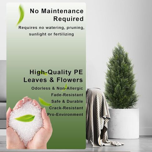 3FT Artificial Cedar Topiary Trees with Ground Spike, UV Resistant Topiary Trees Artificial Outdoor Plants, Artificial Plants Outdoor for Indoor, Front Porch, Garden, Set of 2 in Saudi Arabia
