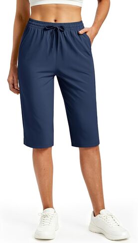 MAGCOMSEN Women's 15" Hiking Long Shorts Knee Length Capris with Pockets Quick Dry Lightweight Bermuda Casual Travel Golf in Kuwait