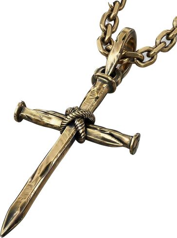 Nail Cross Necklace for Men - Hypoallergenic 316L Stainless Steel Cross Pendant, Vintage Silver/Gold/Black Tone, Christian Faith Gift in Kuwait