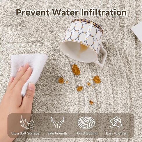 Pauwer Area Rugs for Living Room 5x7, Non Slip Machine Washable Boho Neutral Modern Rug, Soft Fluffy Carpet for Bedroom Dining Room Nursery Office Indoor Farmhouse, Beige in Saudi Arabia