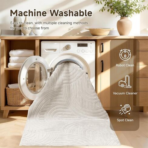 Pauwer Area Rugs for Living Room 5x7, Non Slip Machine Washable Boho Neutral Modern Rug, Soft Fluffy Carpet for Bedroom Dining Room Nursery Office Indoor Farmhouse, Beige in Saudi Arabia