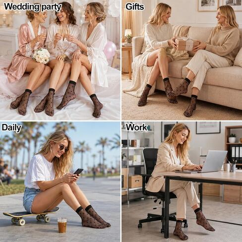 5 Pairs Sheer Polka Dot Socks for Women, Sheer Black Socks with Reinforced Toe for Elegant Casual Wear in Saudi Arabia