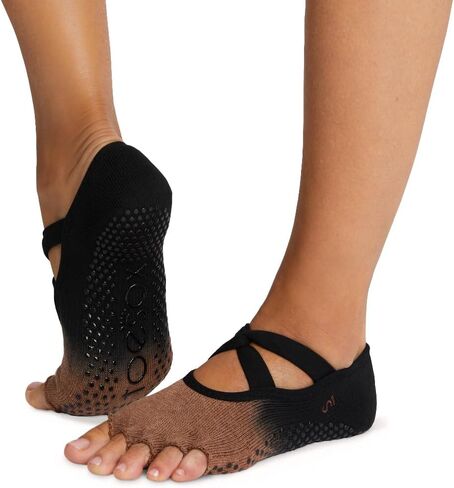 toesox Ivy Half Toe Grip Socks for Women, Wear for Pilates, Barre, Yoga and Dance - Five Toe Design with Non-slip Grippy Sole, Fitted Heel and Arch Support - Clove Ombre, Small in Saudi Arabia