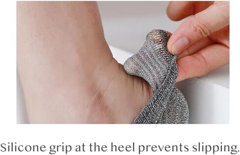 Quiet Luxury No-Show Liner Socks Silver-Thread Breathable Mesh Sparkle Anti-Slip Heel Grip Invisible Flats Sneakers in Saudi Arabia