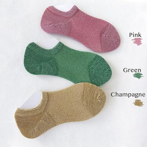 Quiet Luxury No-Show Liner Socks Silver-Thread Breathable Mesh Sparkle Anti-Slip Heel Grip Invisible Flats Sneakers in Saudi Arabia
