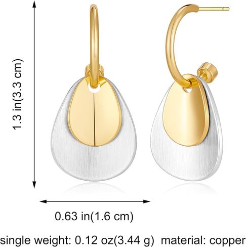 Gold and Silver Hoop Dangle Earrings for Women Trendy Two Tone Geometric Earrings Mixed Metal Earrings Jewelry in Saudi Arabia