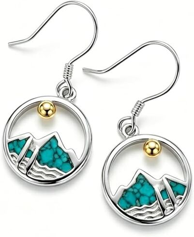 Mountain Earrings 18K White Gold Plated Turquoise Mustard Seed Dangle Drop Earrings Faith Jewelry Gifts for Women in Saudi Arabia