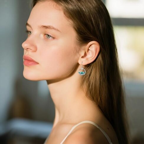 Mountain Earrings 18K White Gold Plated Turquoise Mustard Seed Dangle Drop Earrings Faith Jewelry Gifts for Women in Saudi Arabia