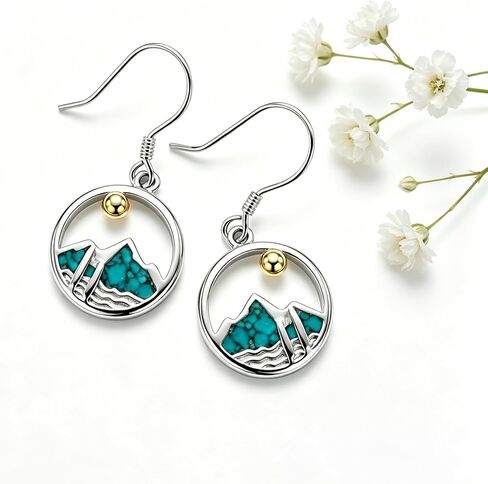 Mountain Earrings 18K White Gold Plated Turquoise Mustard Seed Dangle Drop Earrings Faith Jewelry Gifts for Women in Saudi Arabia