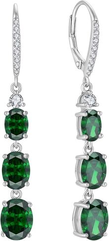Long 3-stone Birthstone Cubic Zirconia Dangle Drop Earrings Jewelry for Women in Saudi Arabia