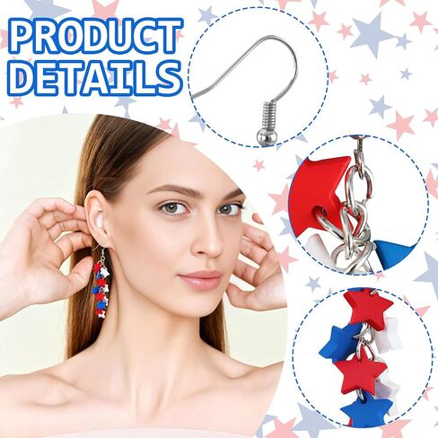 4th of July Independence Day Earrings for Women Patriotic Star Dangle Earring Red White Blue USA Stars Drop Earrings for Women Adult Patriotic Party Birthday Gifts Jewelry Outfit Accessories in Kuwait