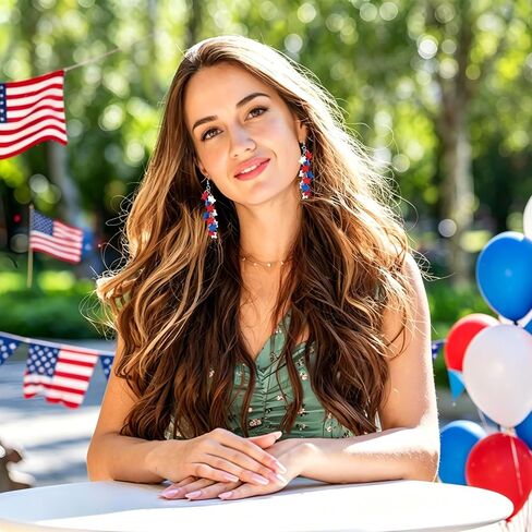 4th of July Independence Day Earrings for Women Patriotic Star Dangle Earring Red White Blue USA Stars Drop Earrings for Women Adult Patriotic Party Birthday Gifts Jewelry Outfit Accessories in Kuwait