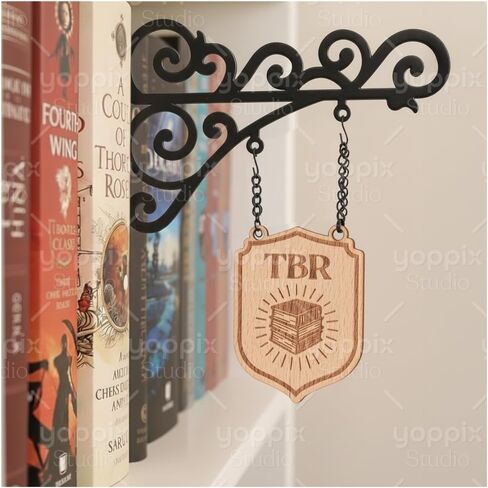 YOPPIX Book Nook Tavern Signs, About Reading List Theme Bookshelf Label, with Hanging Bracket, Tavern Style Decoration, Unique Bookshelf Accessories, Home Library Book Divider as a Gift for Booklovers in Saudi Arabia