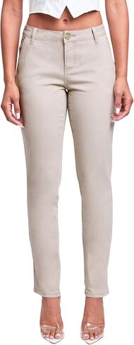 YMI Women's YMI Jeans Women's Slim Mid Rise Straight Leg Twill Pant, P213721 in Kuwait