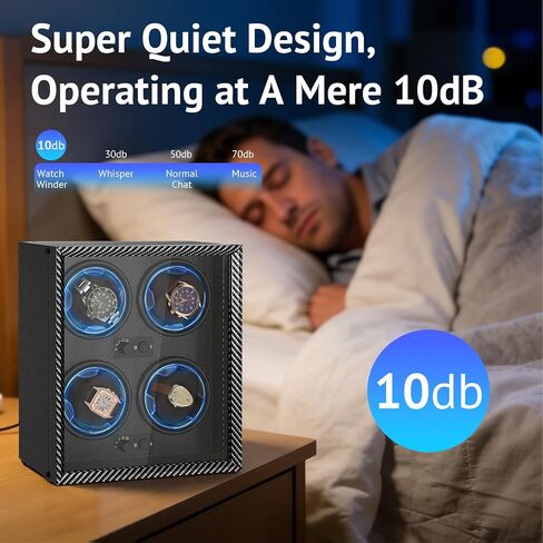 Watch Winder for Automatic Watches, 4 Modes Automatic Watch Winder Box with LED Backlight, Rotating Watch Case with Super Quiet Motor for Rolex, Cartier, Omega (Black, 4 Slots) in Saudi Arabia