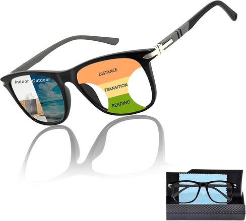 Progressive Multifocal Reading Glasses Photochromic Transition Anti Blue Light UV400 TR90 Indoor Outdoor in Saudi Arabia