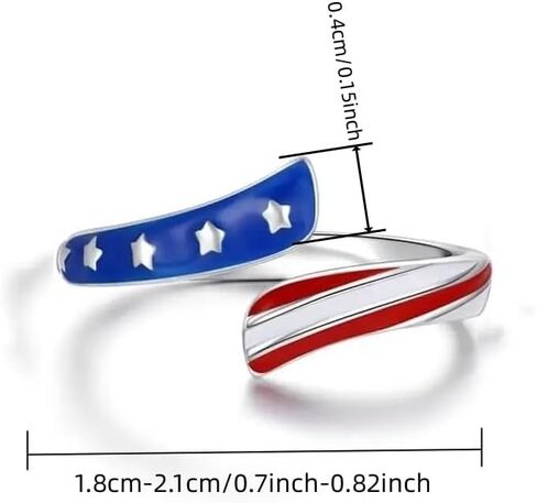 Fashion Enamel America Flag Open Rings for Women Men Independence Day Rings Jewelry Accessories in Kuwait