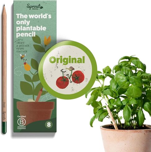أقلام رصاص بعلبة خشبية من SproutWorld | طبعة خواطر واعية | أقلام رصاص خشبية قابلة للزراعة من الجرافيت مشحذ مسبقًا من HB مع بذور الزهور والأعشاب والخضروات | هدية مع اقتباسات ملهمة | 8 عبوات in Kuwait