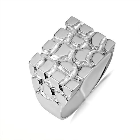 Men's 925 Sterling Silver Nugget Ring The Armour | Available in Sizes 5-16 in Saudi Arabia