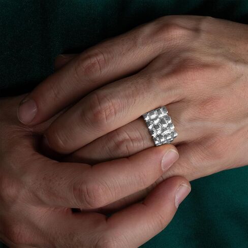 Men's 925 Sterling Silver Nugget Ring The Armour | Available in Sizes 5-16 in Saudi Arabia