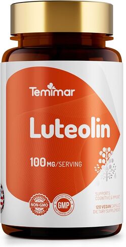 Luteolin Supplement 100mg, Flavonoids Supplements for Brain Health Support, Non-GMO, Gluten Free,Made in USA, 120 Vegan Capsules in Saudi Arabia