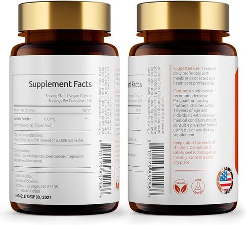 Luteolin Supplement 100mg, Flavonoids Supplements for Brain Health Support, Non-GMO, Gluten Free,Made in USA, 120 Vegan Capsules in Saudi Arabia