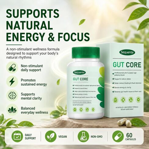 GutCore Advanced Digestive Comfort Capsules | Vegan, Non-GMO Daily Digestive Support with Inulin, Fennel, Ginger & Slippery Elm – 60 Capsules in Kuwait