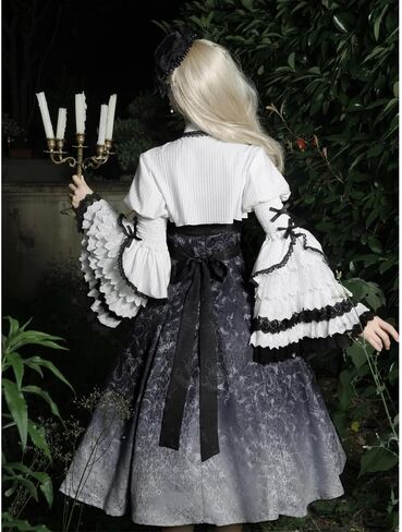 Vintage Lolita Dress for Women Gothic Black White Court Gown Halloween Cosplay Costume for Fancy Evening Party in Saudi Arabia