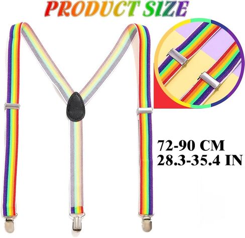TWINKLEDE Rainbow Suspenders Pride إكسسوارات أزياء ملونة للنساء | حمالات مرنة بألوان قوس قزح، تناسب معظم البالغين، إكسسوار موكب مهرجان الفخر المشرق، حمالات الحفلات in Kuwait