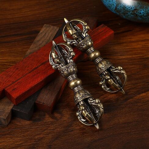 SHINEOFI Brass Vajra Pestle Home Decor Accents Vintage Brass Dharma Ornament Feng Shui Decor for Office Temple Desktop Key Chain Pendant in Kuwait
