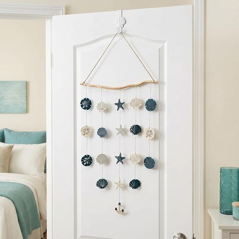 Jhdydz Coastal Beach Wall Art – Capiz Shell & Starfish Wall Decor, Macrame Wall Hanging – Nautical Seashell Decor for Bathroom, Bedroom, Living Room – Boho Beach Themed Room Decor in Saudi Arabia