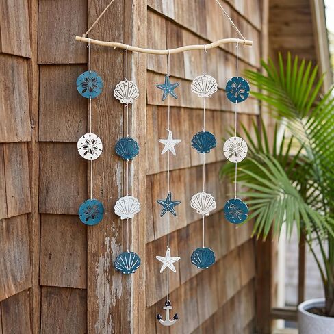 Jhdydz Coastal Beach Wall Art – Capiz Shell & Starfish Wall Decor, Macrame Wall Hanging – Nautical Seashell Decor for Bathroom, Bedroom, Living Room – Boho Beach Themed Room Decor in Saudi Arabia