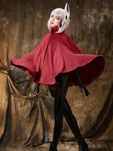 miccostumes Women's Costume Knigt Cosplay Black Bodysuit with Red Cape and Mask in Kuwait