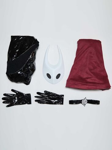 miccostumes Women's Costume Knigt Cosplay Black Bodysuit with Red Cape and Mask in Kuwait