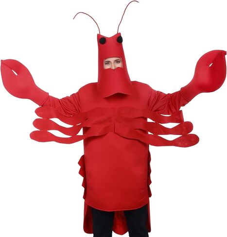 Adult Lobster Costume, Funny Red Lobster Suit for Halloween Party Cosplay, Sea Animal Outfit for Men and Women in Saudi Arabia